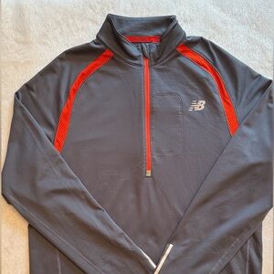 New Balance Men's Charcoal and Orange Half Zip Pullover, M